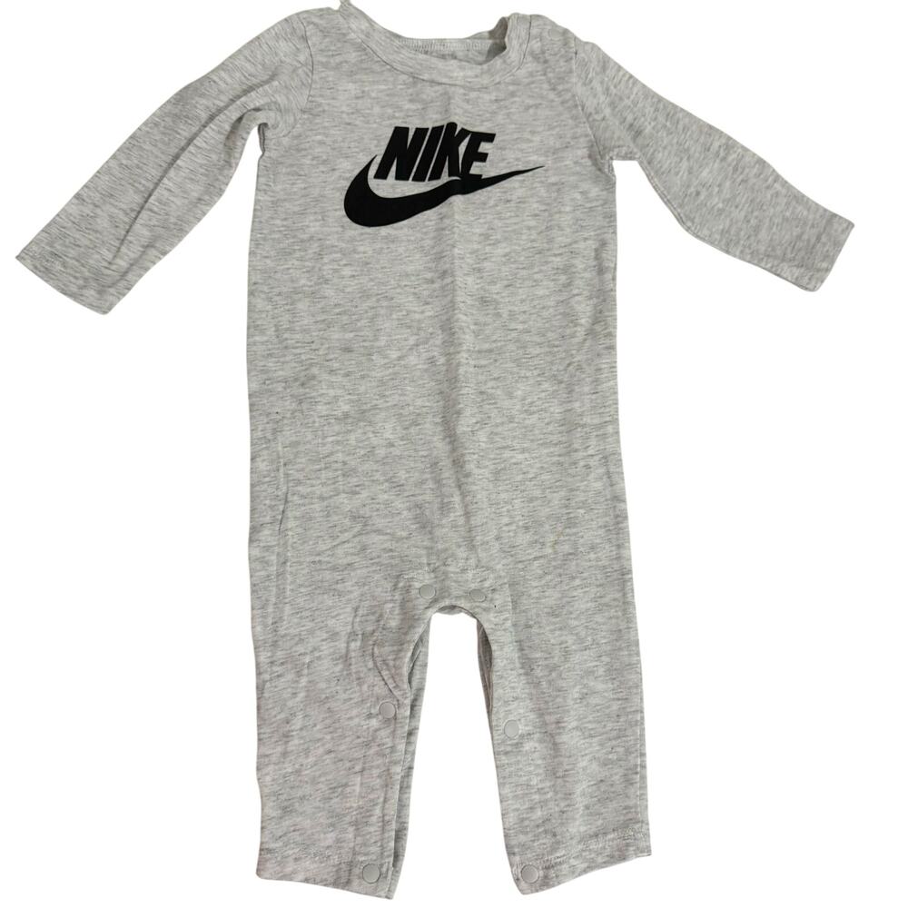 Nike Heather Gray Long Sleeve Jumpsuit Romper Size 6 Months